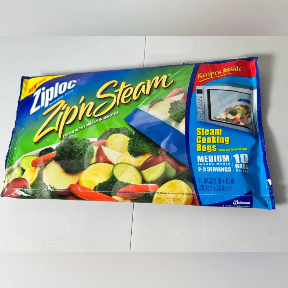 Ziploc Zip'N Steam Medium Cooking Bag-Pack‎ of 10~DISCONTINUED NEW SEALED